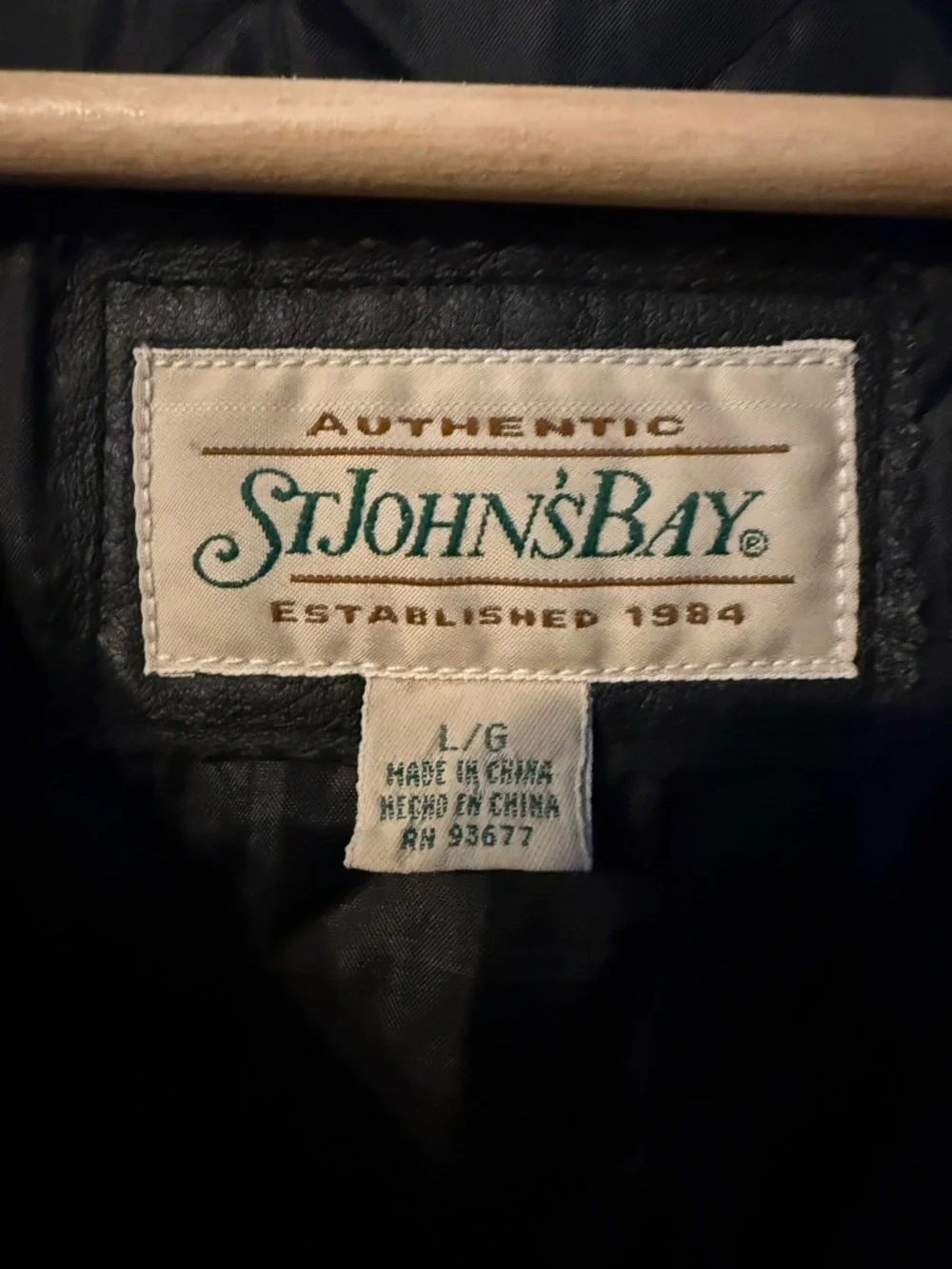 St. John's Bay Men's Black Leather Pea Coat with Toggle Closures
